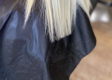 Freshly trimmed blonde hair at KC CUTZ @ k&d hair beauty wellness, Kilmarnock, Scotland, GB.