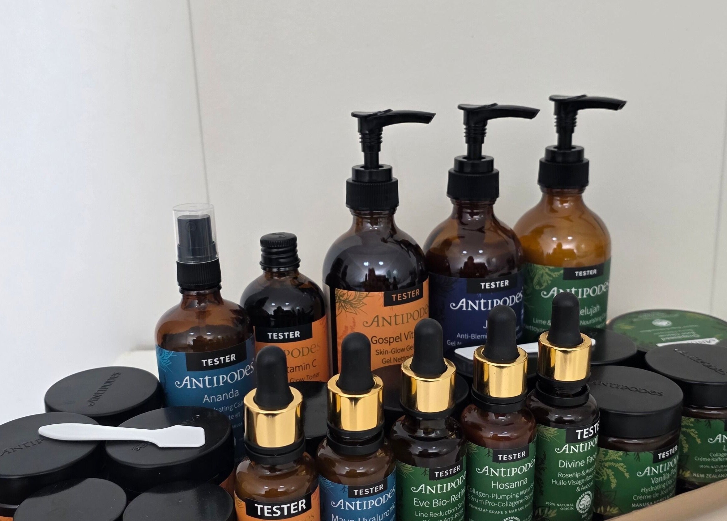 Selection of skincare products at Beauty by Tania, Auckland, Auckland, NZ, featuring elegant packaging.