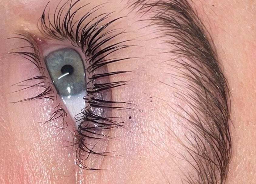 Close-up of enhanced eyelashes at Beautywell, Addiewell, Scotland, GB, showcasing lash extension artistry.