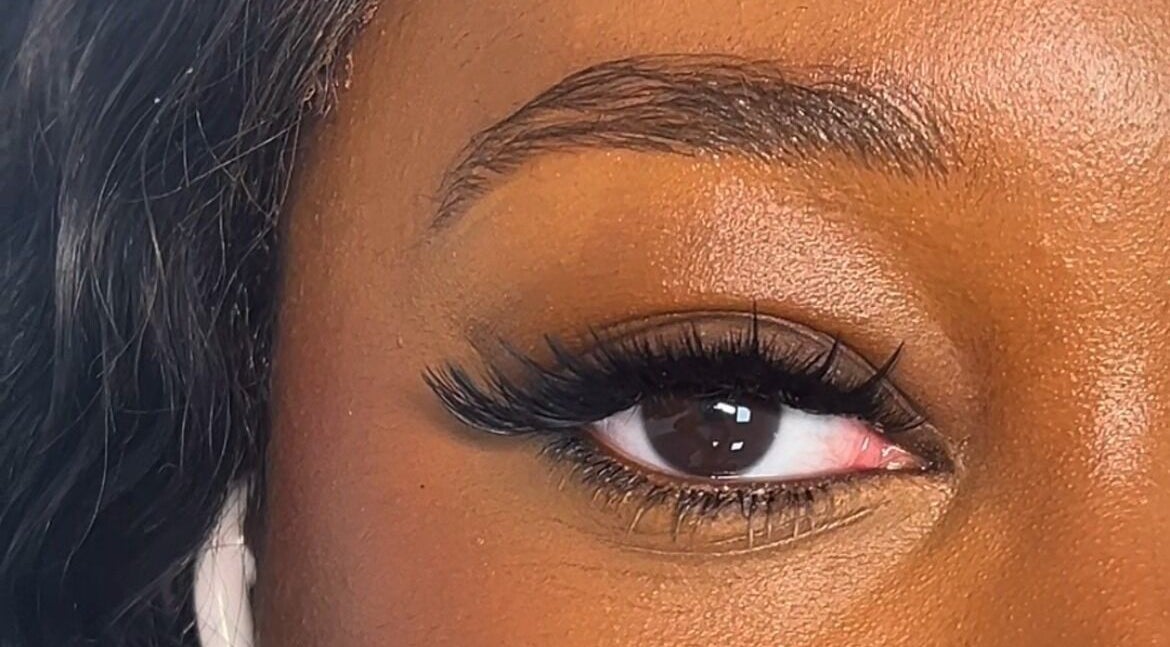 Close-up of eye with elegant lashes from The K Way, Waltham Abbey, England, GB.