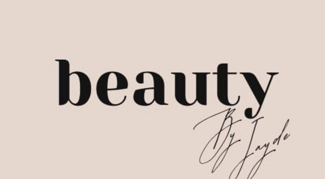 Beauty by Jayde text logo on a beige background, Mauchline, Scotland, GB.