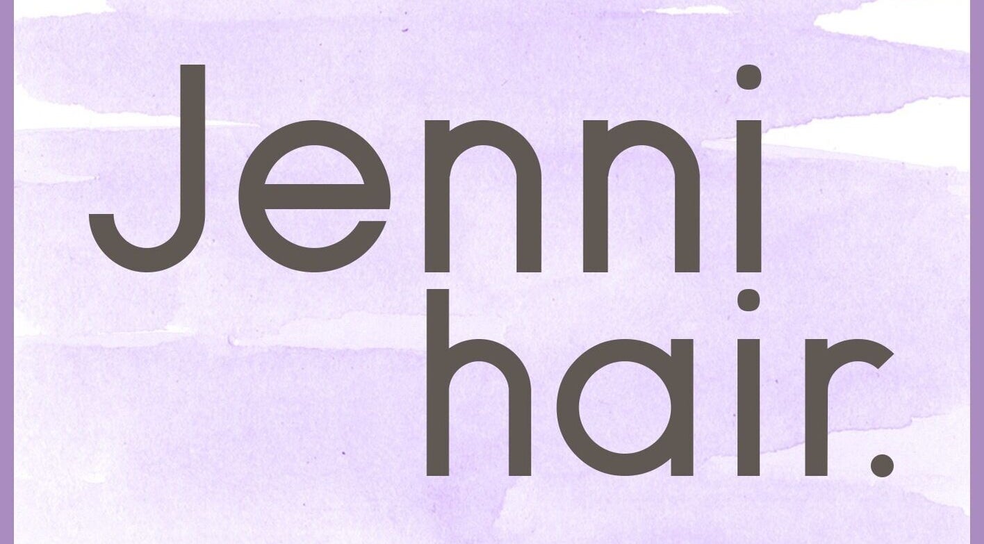 Jenni Hair logo on a lavender background, Renfrewshire, Scotland, GB.