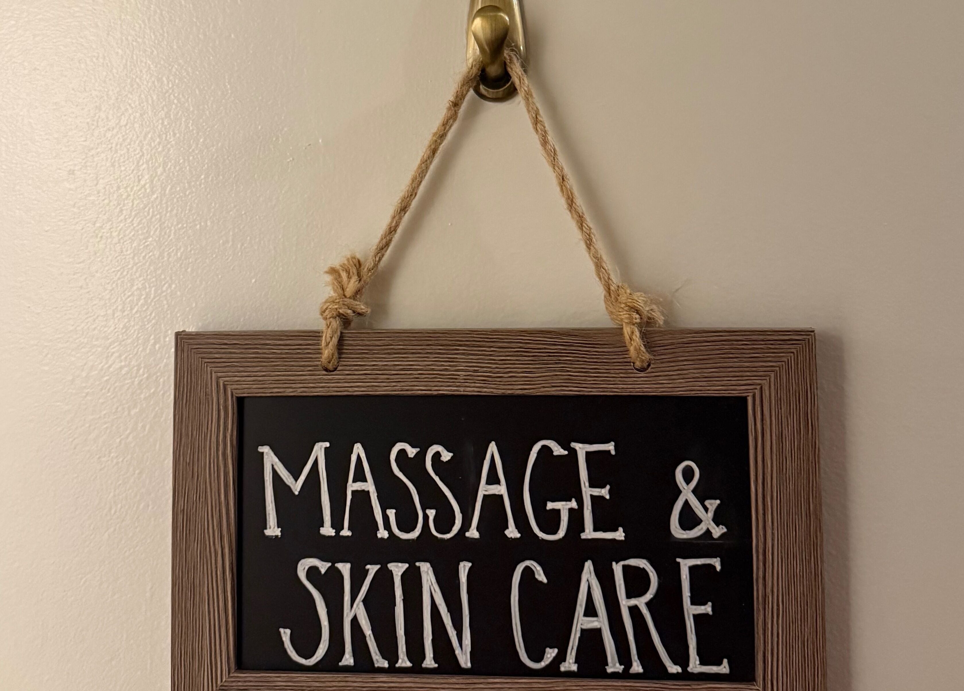 Massage and skincare room sign at Earth Beauty Essentials, LLC in Flemington, New Jersey, US.