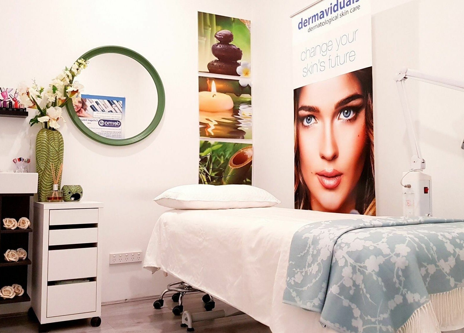Relaxing treatment room at Complexion Skin Clinic, Mitcham, Victoria, AU, featuring a serene decor.