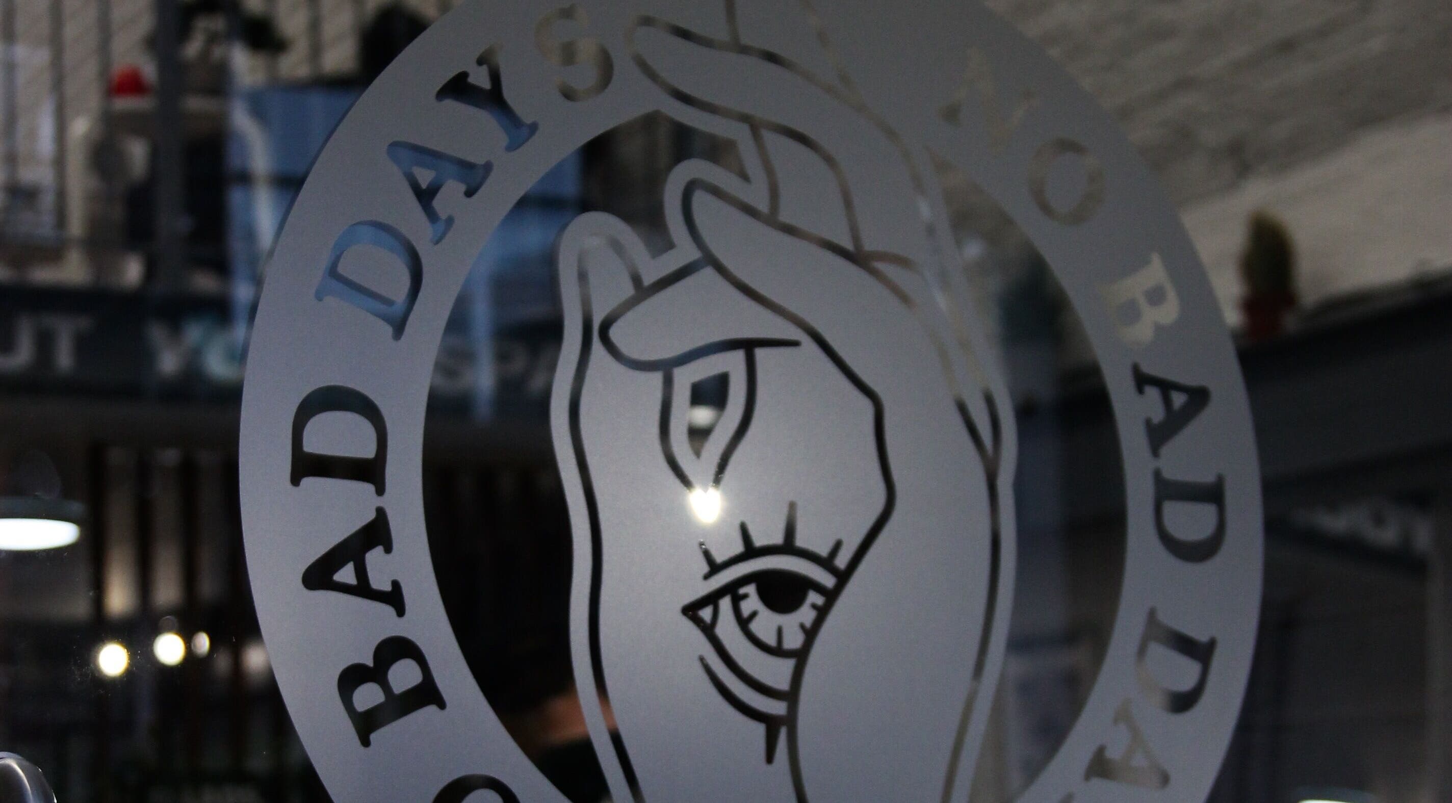 No Bad Days logo with artistic design at Rochester, England, GB.