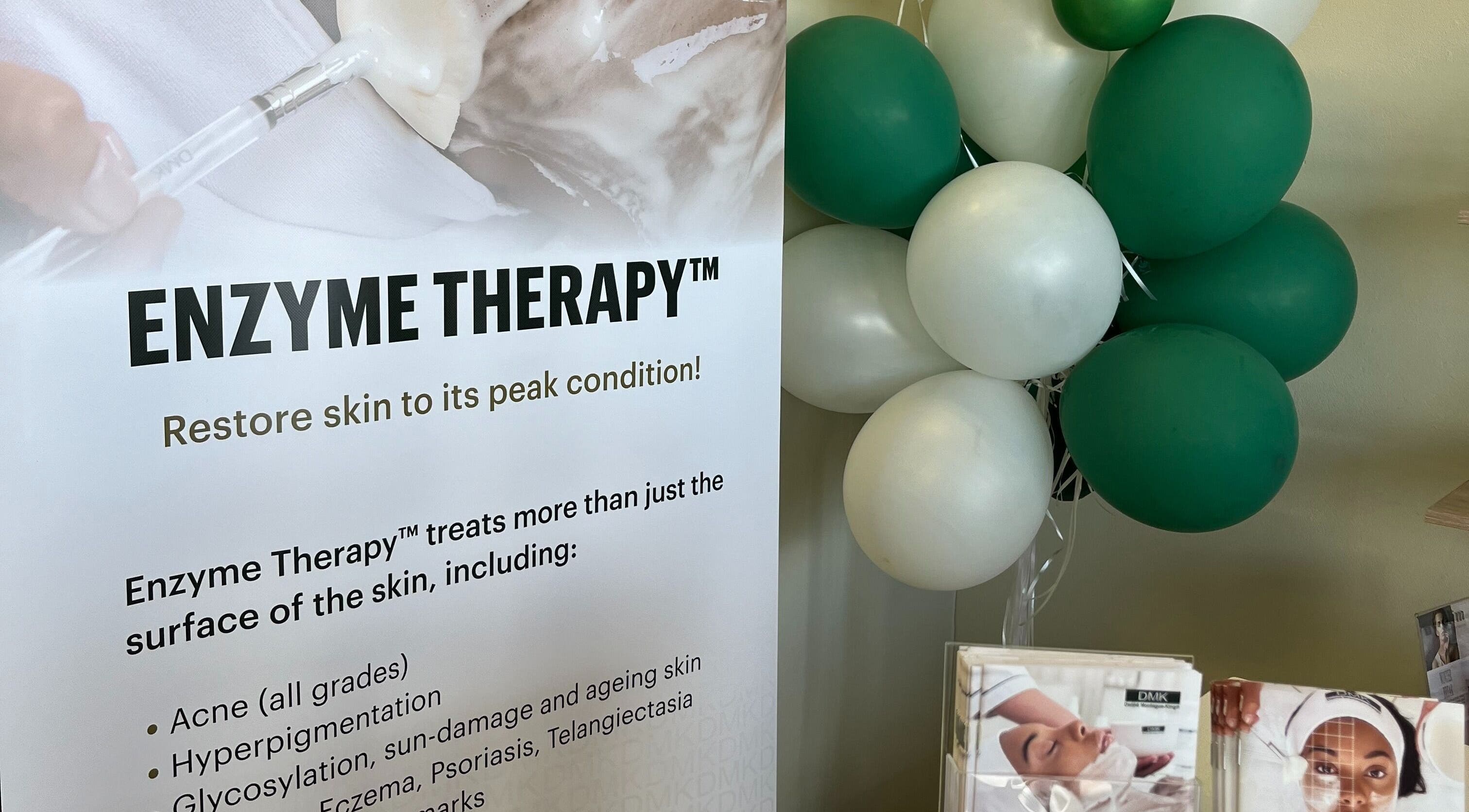 Enzyme Therapy display at SBL Aesthetics & Beauty, Vanderbijlpark, Gauteng, ZA with promotional materials.