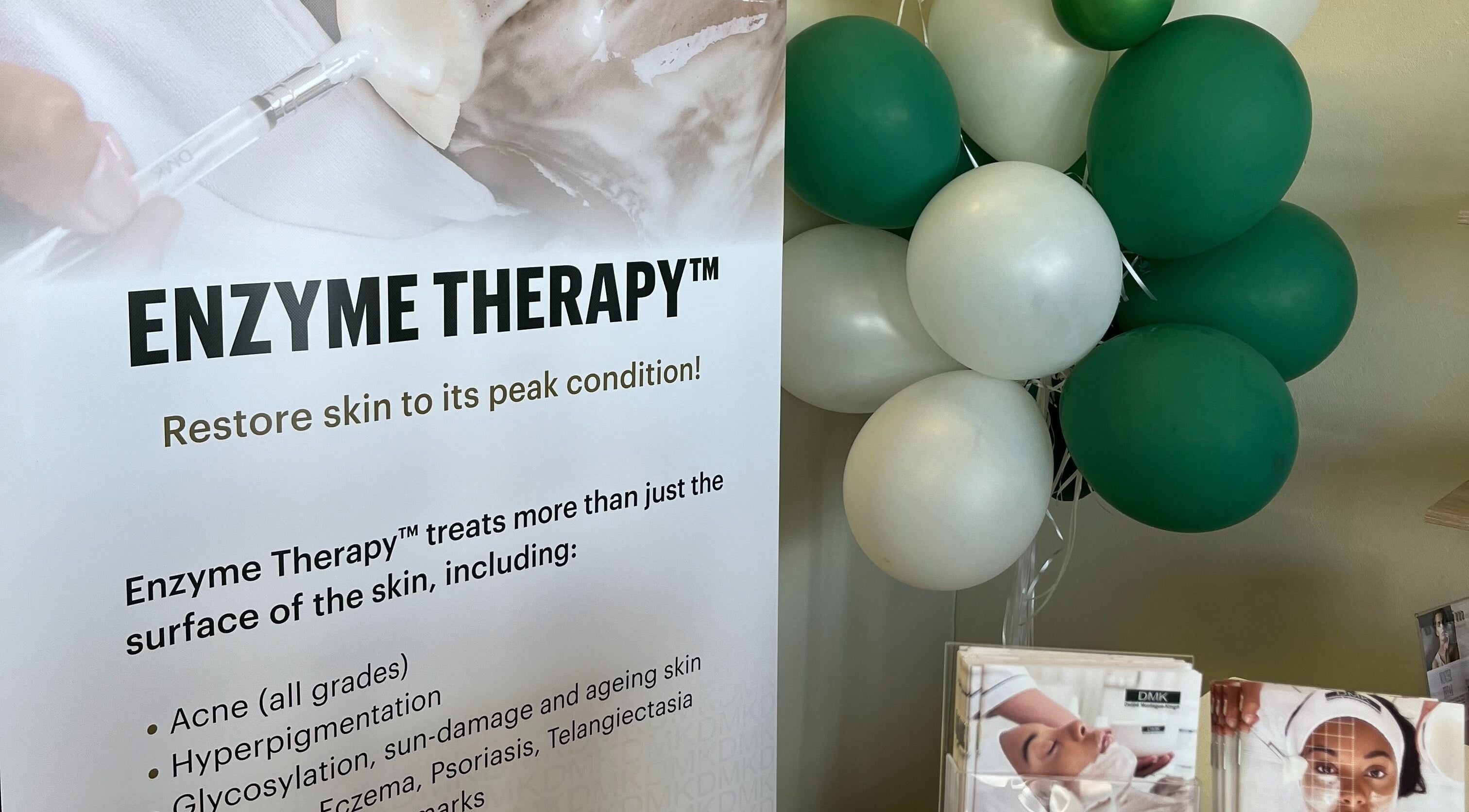 Enzyme Therapy display at SBL Aesthetics & Beauty, Vanderbijlpark, Gauteng, ZA with promotional materials.