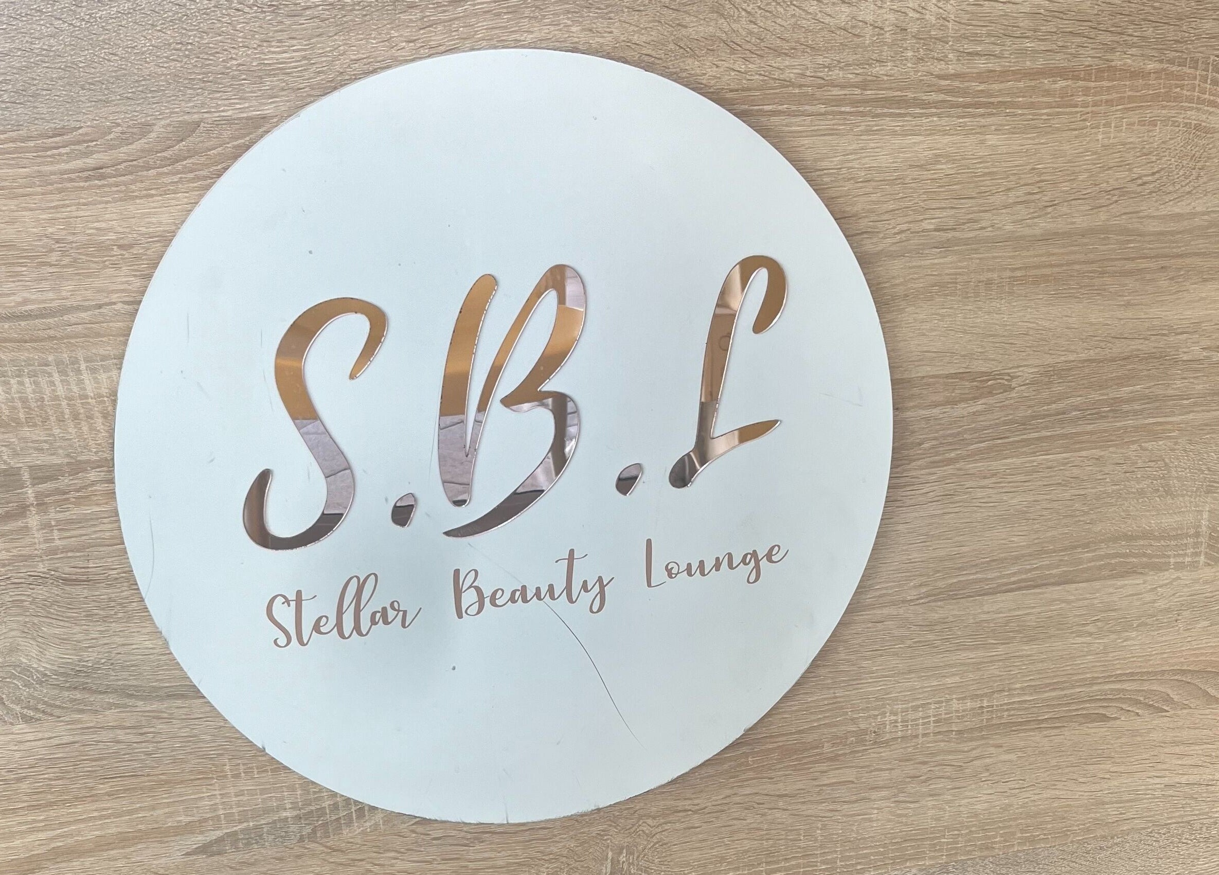 Elegant SBL Aesthetics & Beauty sign with wood texture in Vanderbijlpark, Gauteng, ZA.