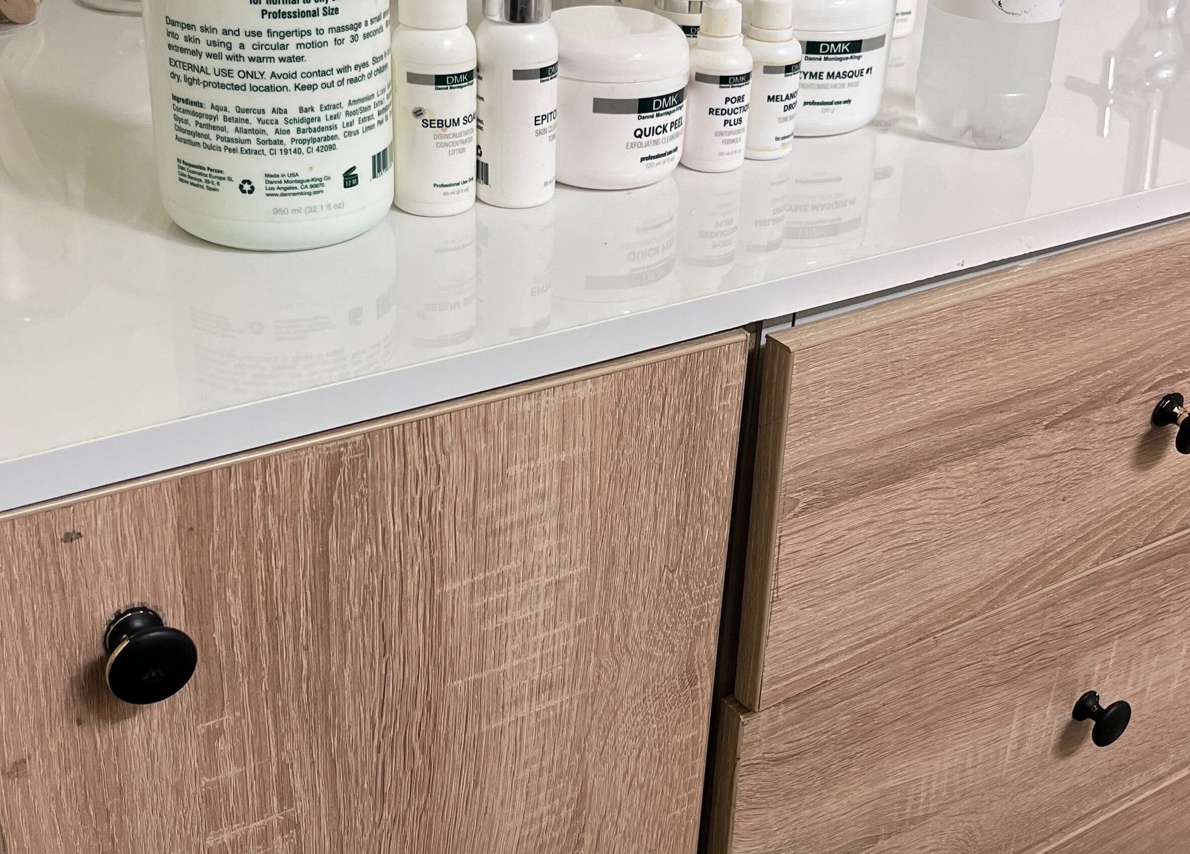 Skincare products on a shelf at SBL Aesthetics & Beauty, Vanderbijlpark, Gauteng, ZA.