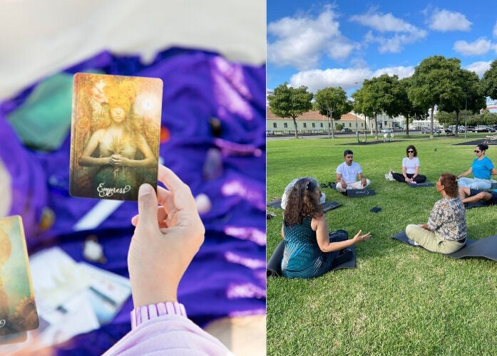 Sessão de meditação ao ar livre em RivaJazz - The Inner Voice Path®, Arrentela, Setúbal, PT.