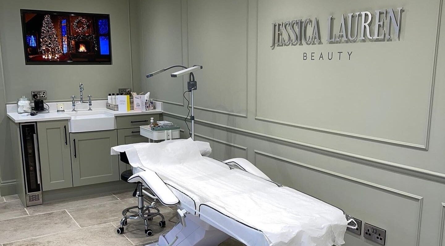 Modern treatment room at Jessica Lauren Beauty, Ilkeston, England, GB featuring a spa chair and elegant décor.
