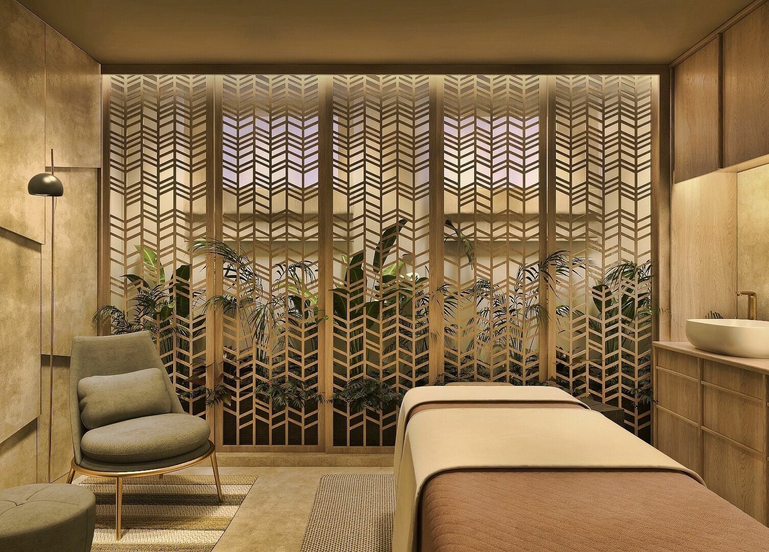 Relaxing treatment room at Ida Spa Dorobanti, București, București, RO with elegant decor and natural tones.