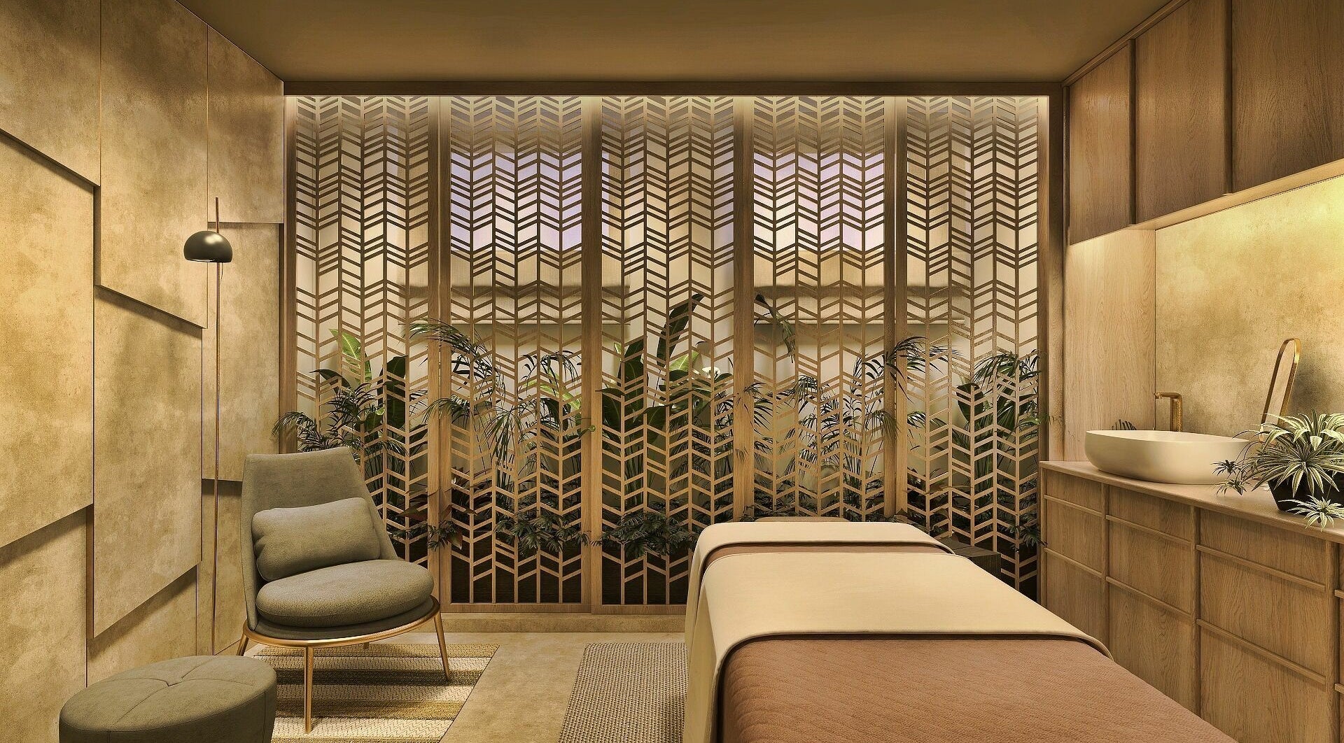 Relaxing treatment room at Ida Spa Dorobanti, București, București, RO with elegant decor and natural tones.