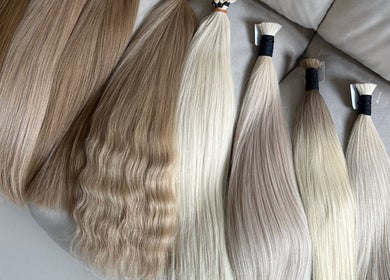 Variety of hair extensions on display at Byron Beauty Lounge, Bali, Bali, ID.