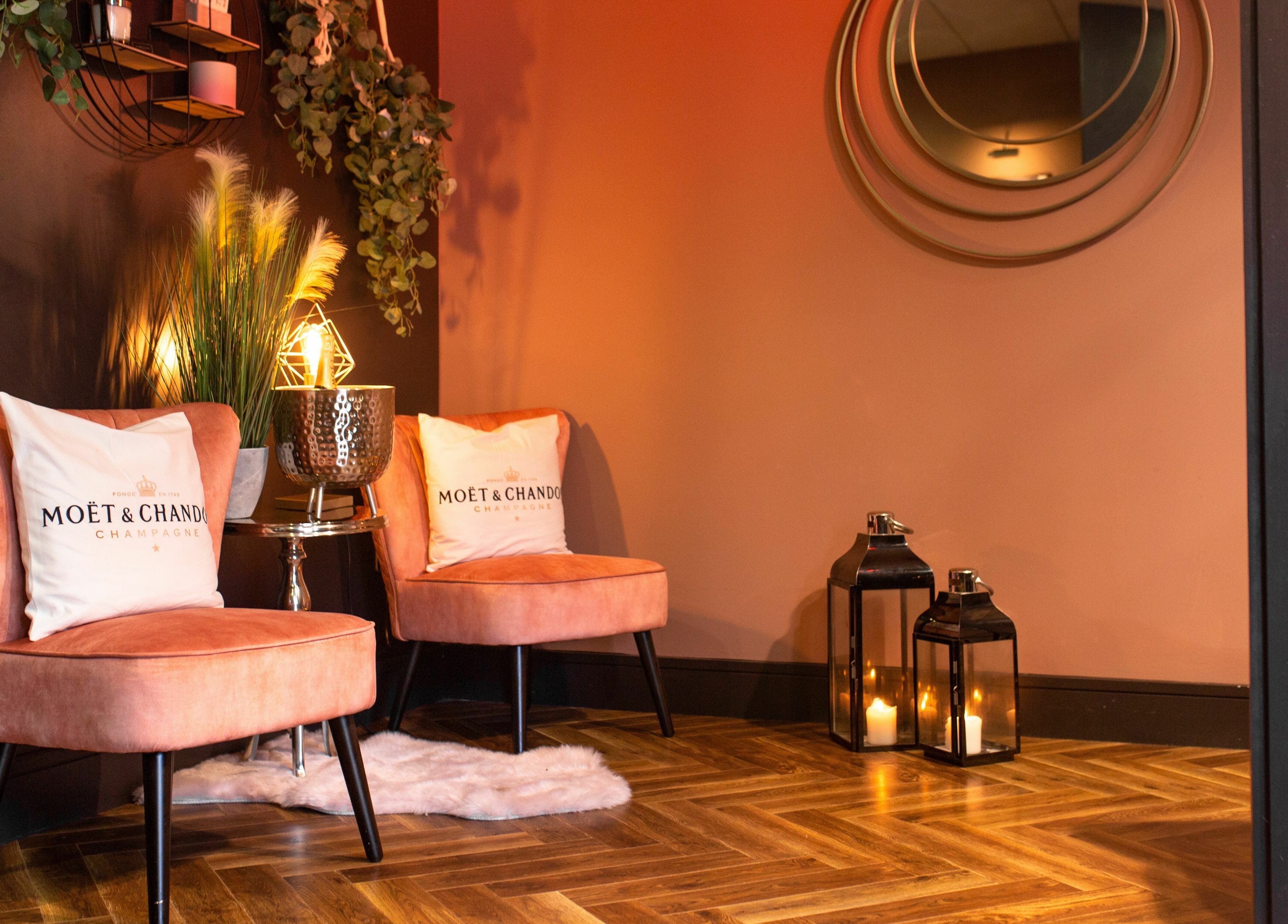 Cozy seating area at Aranna, County Tipperary, IE with elegant decor and soft lighting.