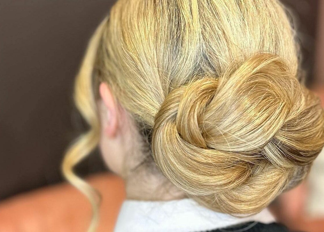 Sophisticated updo hairstyle at Aranna at Core, Templemore, County Tipperary, IE salon.