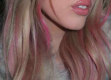 Close-up of vibrant pink and blonde hair styled at Simone Hair Artistry, Melbourne, Victoria, AU.