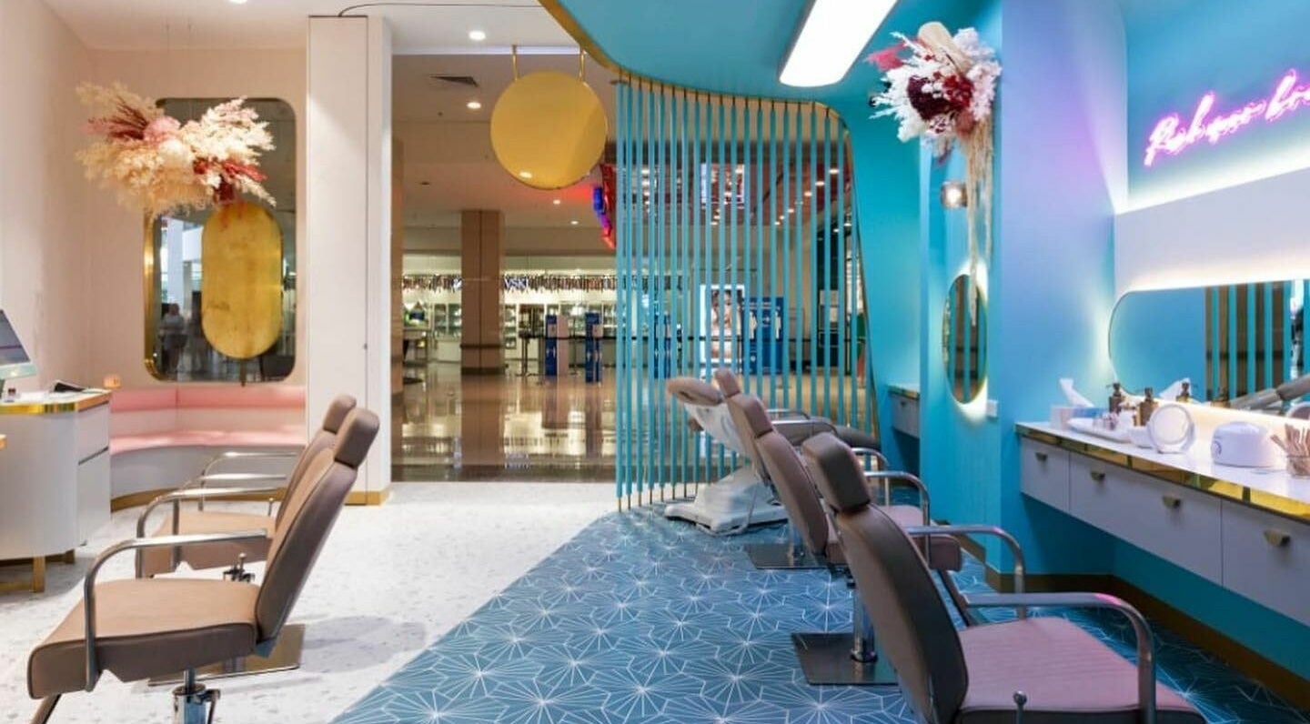 Modern salon interior at Divas Brow Westfield Burwood, Burwood, New South Wales, AU with stylish décor.