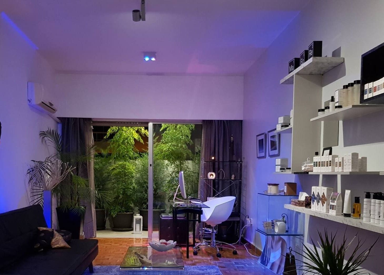 Chic interior of Salvatore in Germasogeia, Limassol, CY with products and calming decor.