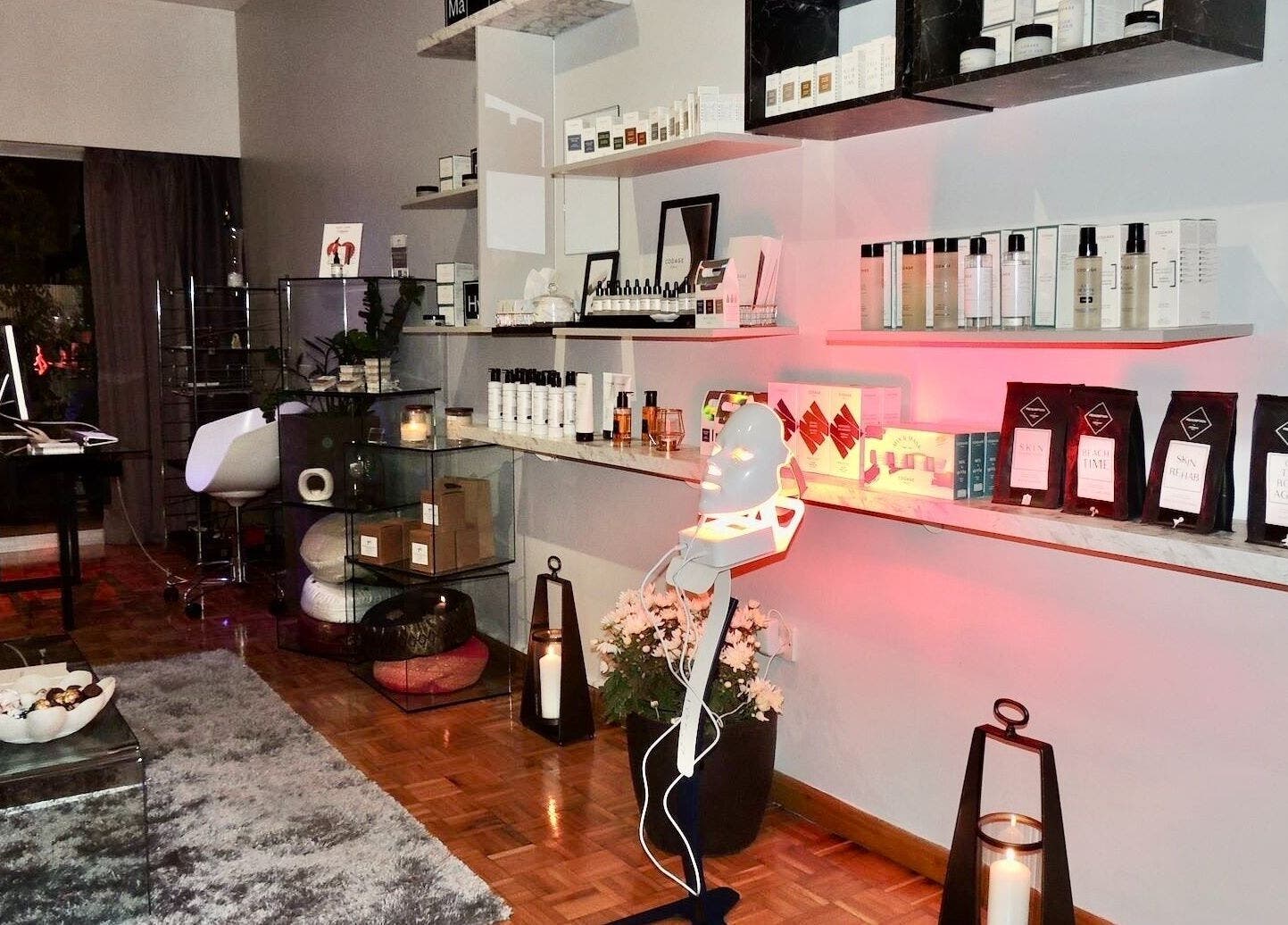 Salvatore beauty room with skincare products and decor in Germasogeia, Limassol, CY.