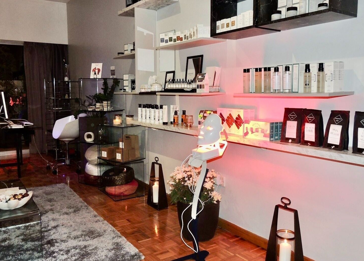 Salvatore beauty room with skincare products and decor in Germasogeia, Limassol, CY.