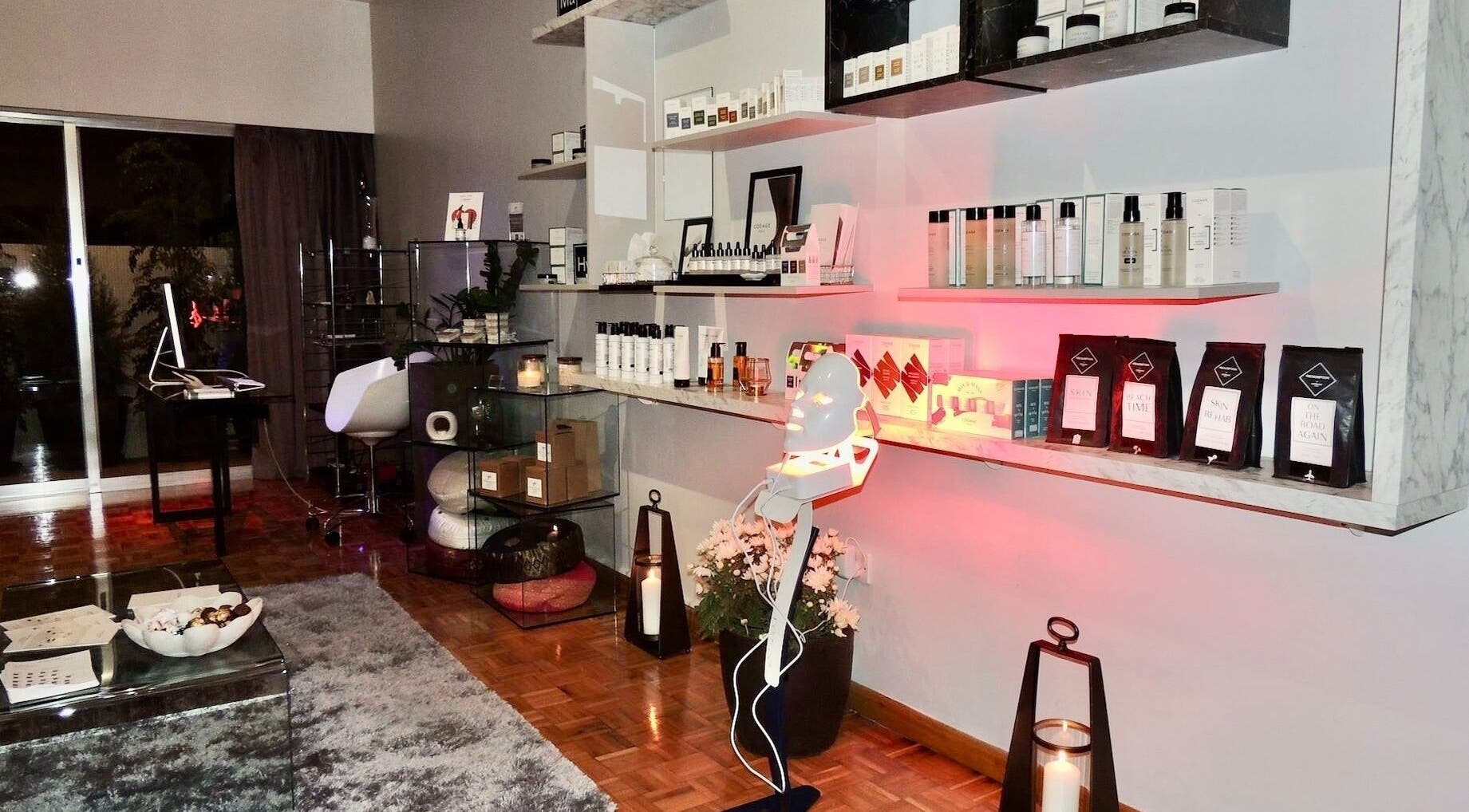 Salvatore beauty room with skincare products and decor in Germasogeia, Limassol, CY.
