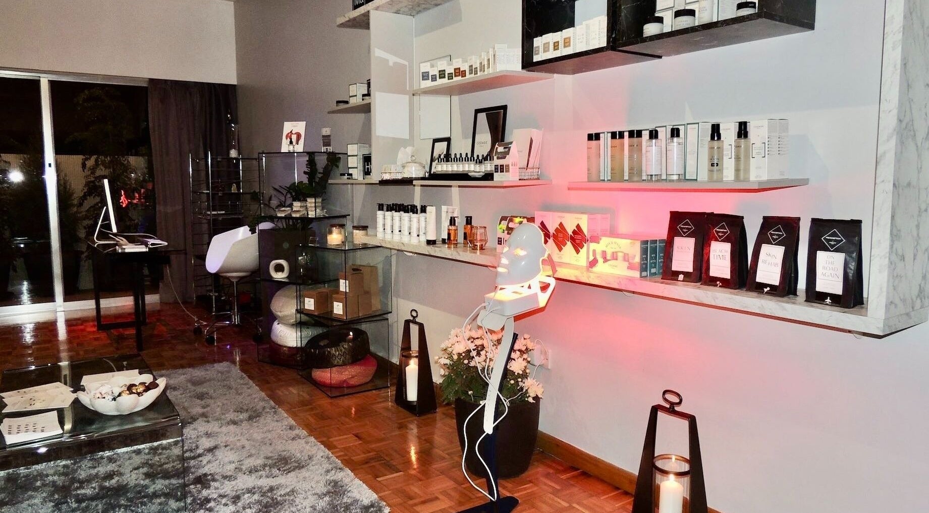 Salvatore beauty room with skincare products and decor in Germasogeia, Limassol, CY.