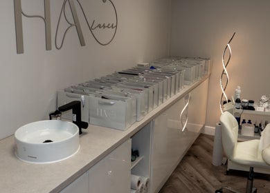 HA Laser and Skin Studio Southampton’s serene interior with treatment chair in Hedge End, England, GB.