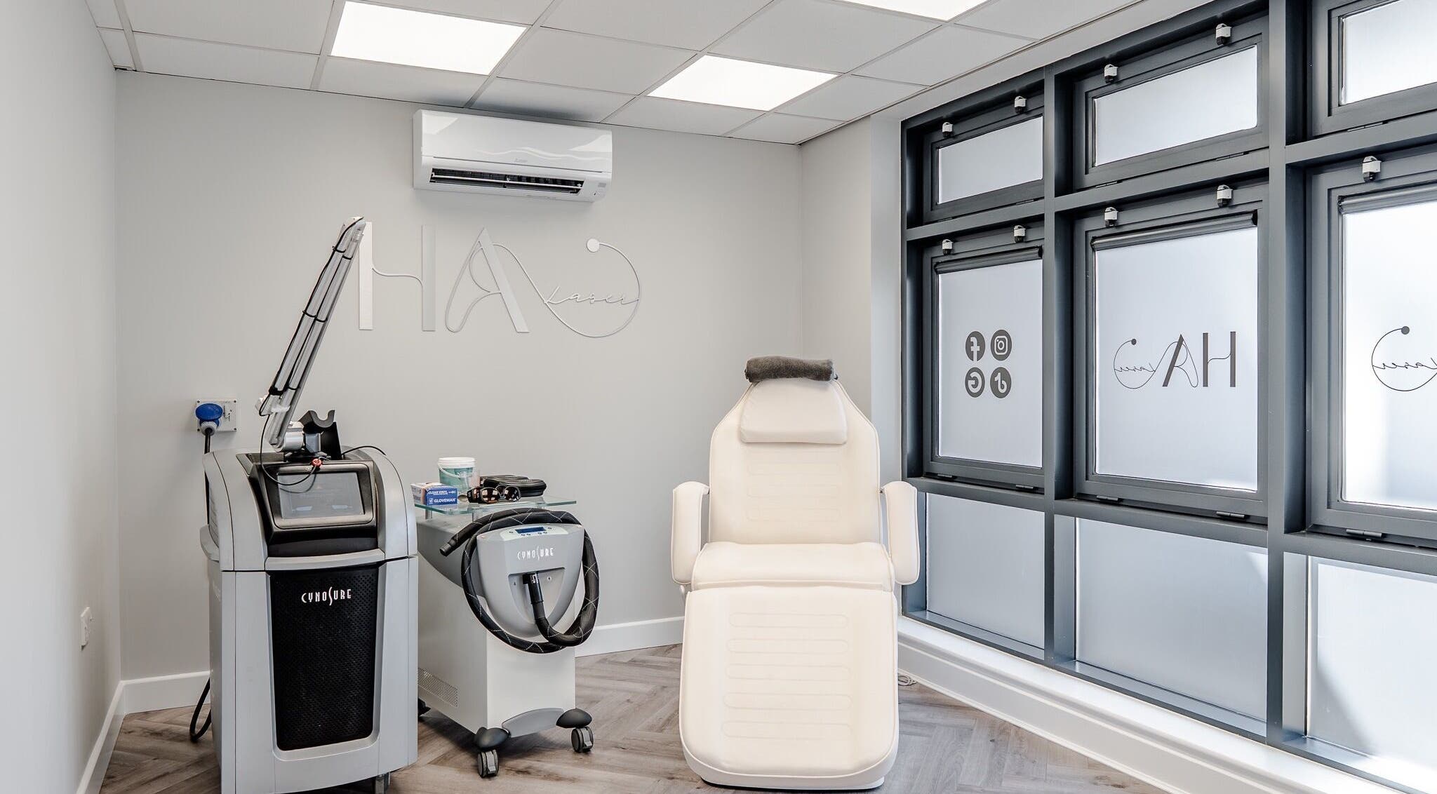 Treatment room at HA Laser and Skin Studio Southampton SO30 2AU, Hedge End, England, GB, featuring modern equipment.