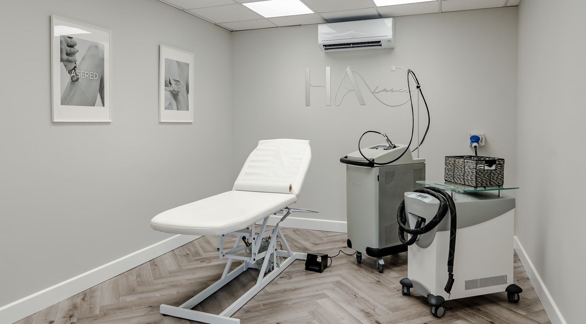 Modern treatment room at HA Laser and Skin Studio Southampton SO30 2AU, Hedge End, England, GB.