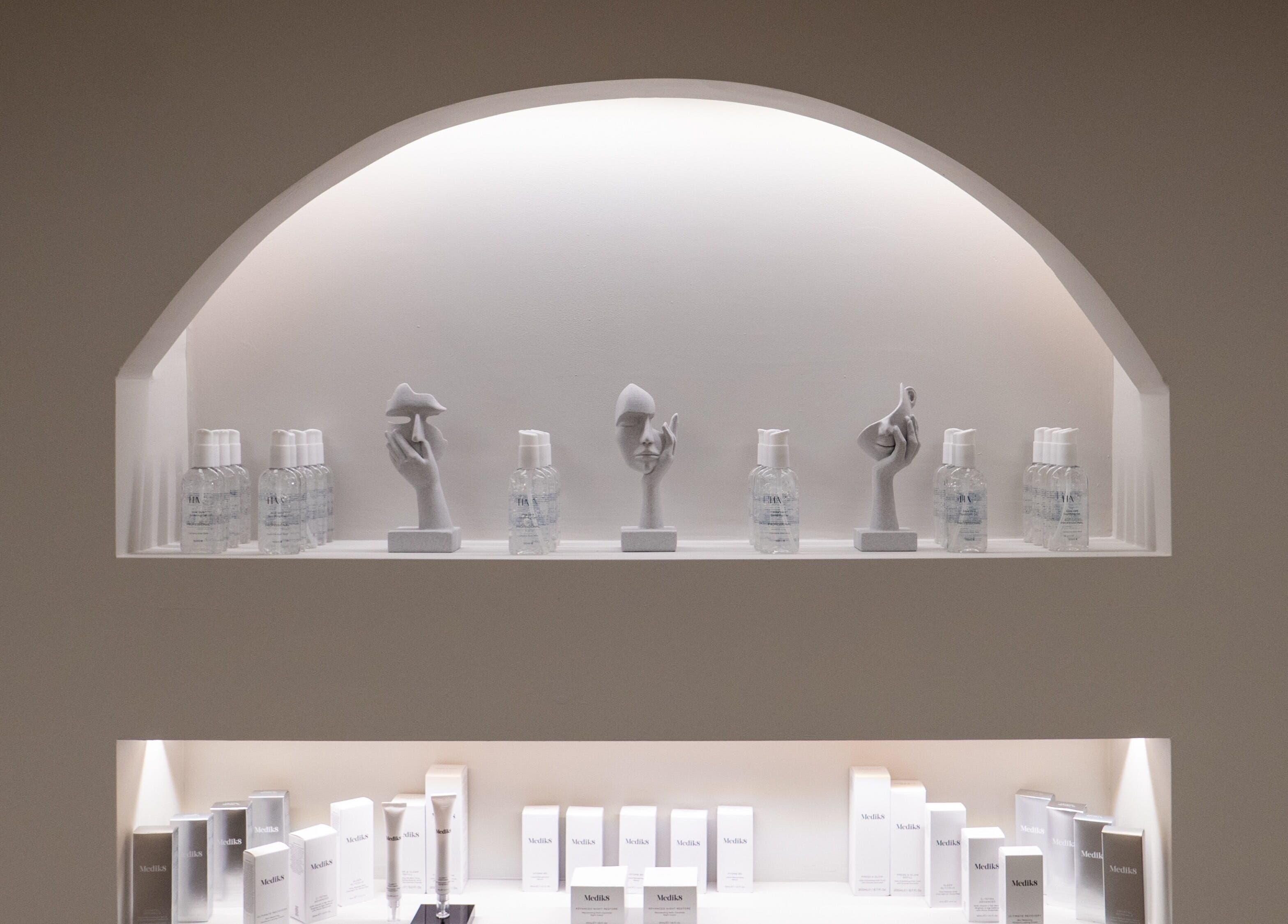 Product display at HA Laser and Skin Studio Southampton SO30 2AU in Hedge End, England, GB showcasing beauty items.