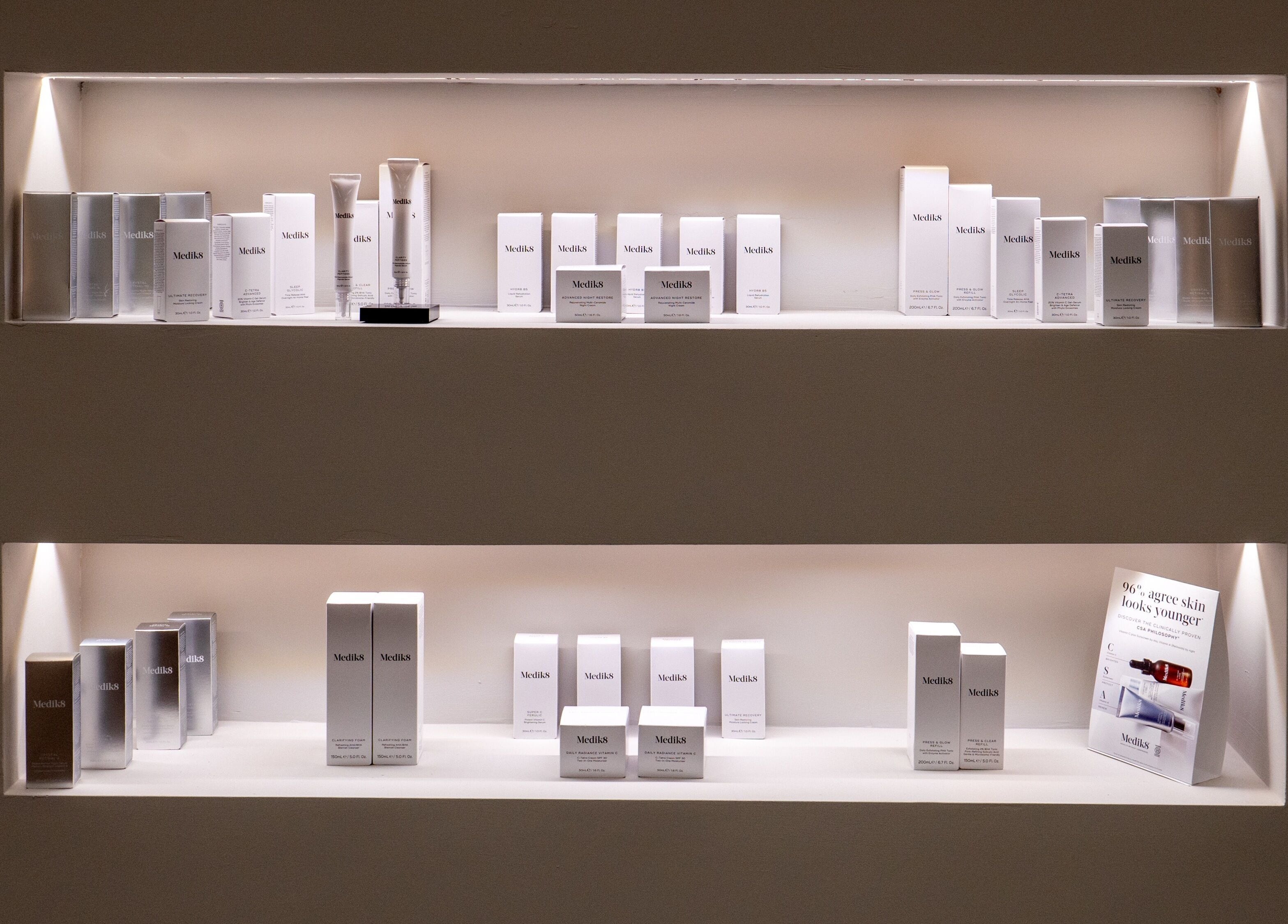 Sleek skincare products on display at HA Laser and Skin Studio Southampton SO30 2AU, Hedge End, England, GB.