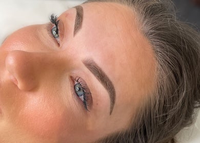 Close-up of perfectly shaped eyebrows at AE Clinics - Abigael Eva, Bury St Edmunds, England, GB.