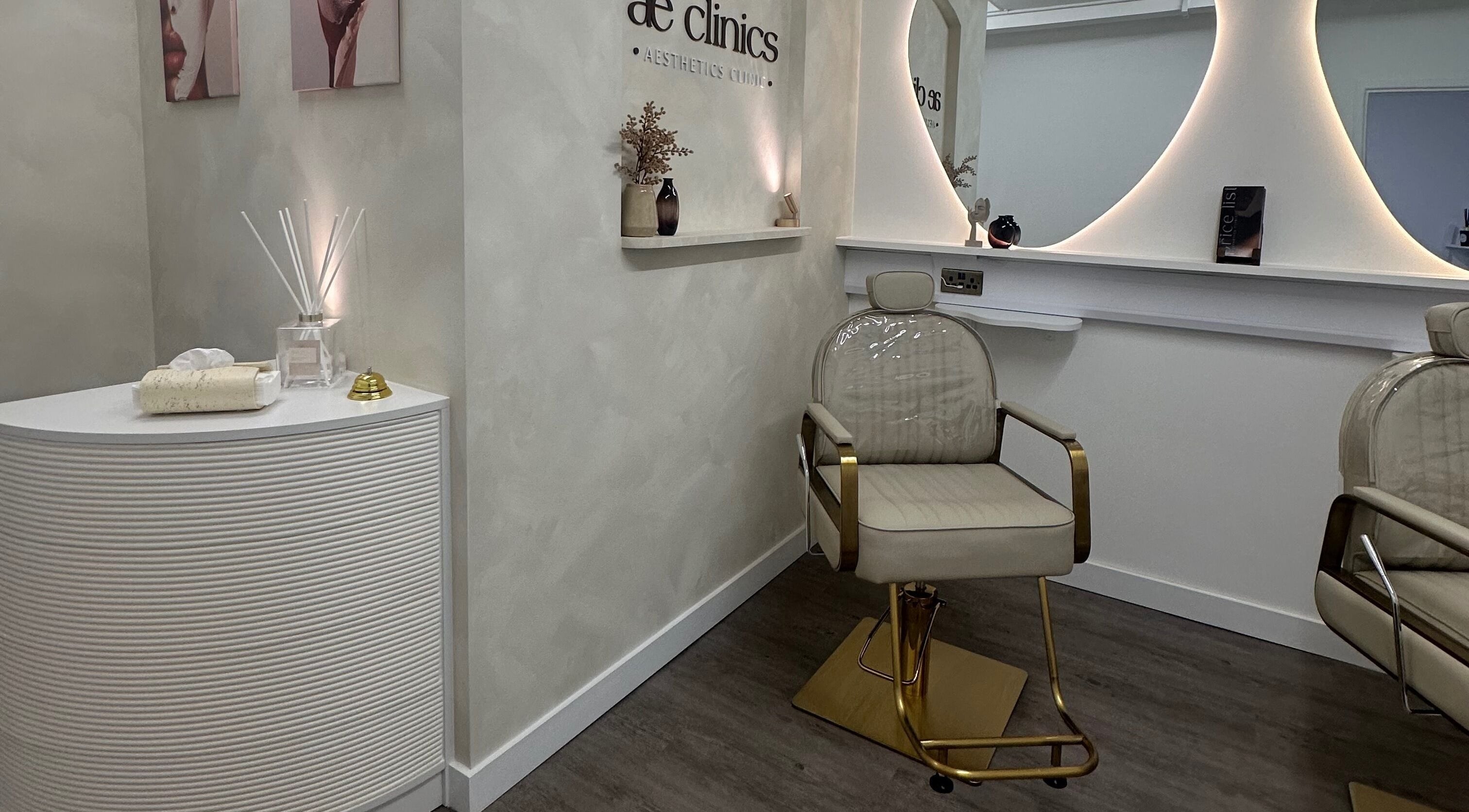 Stylish interior at AE Clinics (Haverhill) showcasing luxurious chairs and decor, located in Haverhill, England, GB.