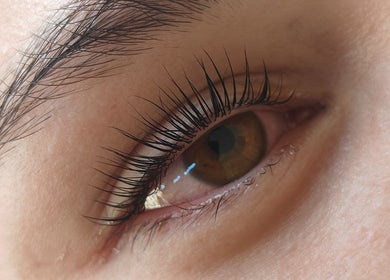 Close-up of enhanced eyelashes at Apple Blossom, Cape Town, Western Cape, ZA.