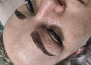 Close-up of freshly groomed brows at Apple Blossom, Cape Town, Western Cape, ZA showcasing beauty treatments.