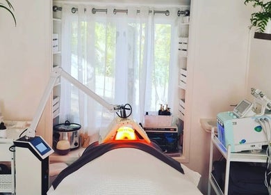 A calming beauty treatment room at Inside Out Beauty, Waipapa, Northland, NZ with advanced skincare equipment.