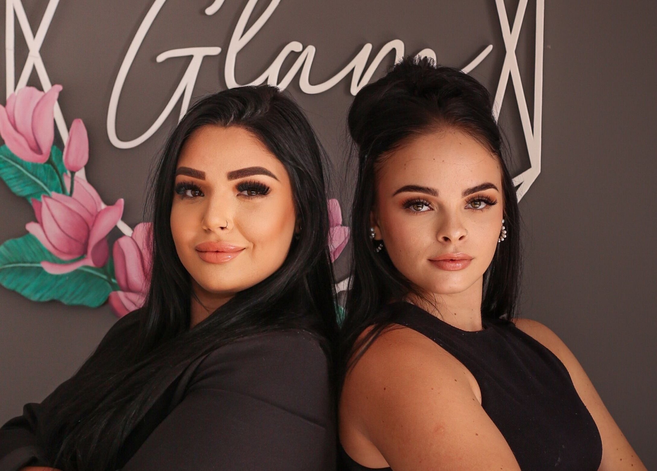 Stylish duo at The Glam Bar, Queensburgh, KwaZulu-Natal, ZA, showcasing beauty and wellness expertise.