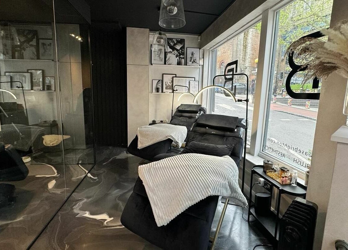 Tranquil interior of Face Base Brighton spa in Brighton And Hove, England, GB with cozy reclining chairs.