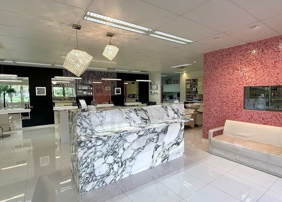 Elegant interior of The Edge Hill Hairdressers at Edge Hill, Queensland, AU with chic decor and modern furnishings.