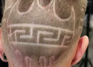 Intricate hair design at Leigh the Barber in Barrow in Furness, England, GB showcasing expert barber skills.