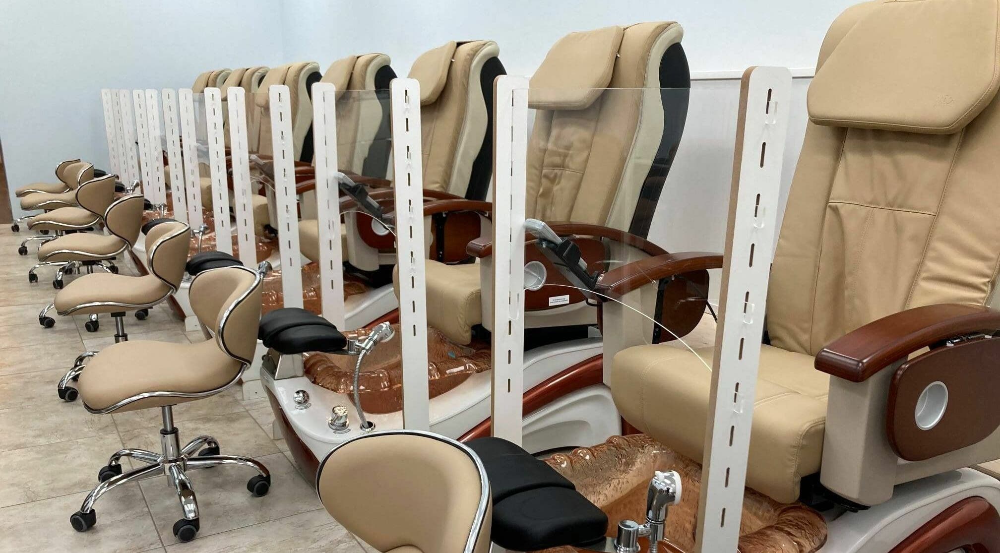 Pedicure chairs at LT Spa & Nails in Wilmington, Massachusetts, US, offering a relaxing and luxurious experience.