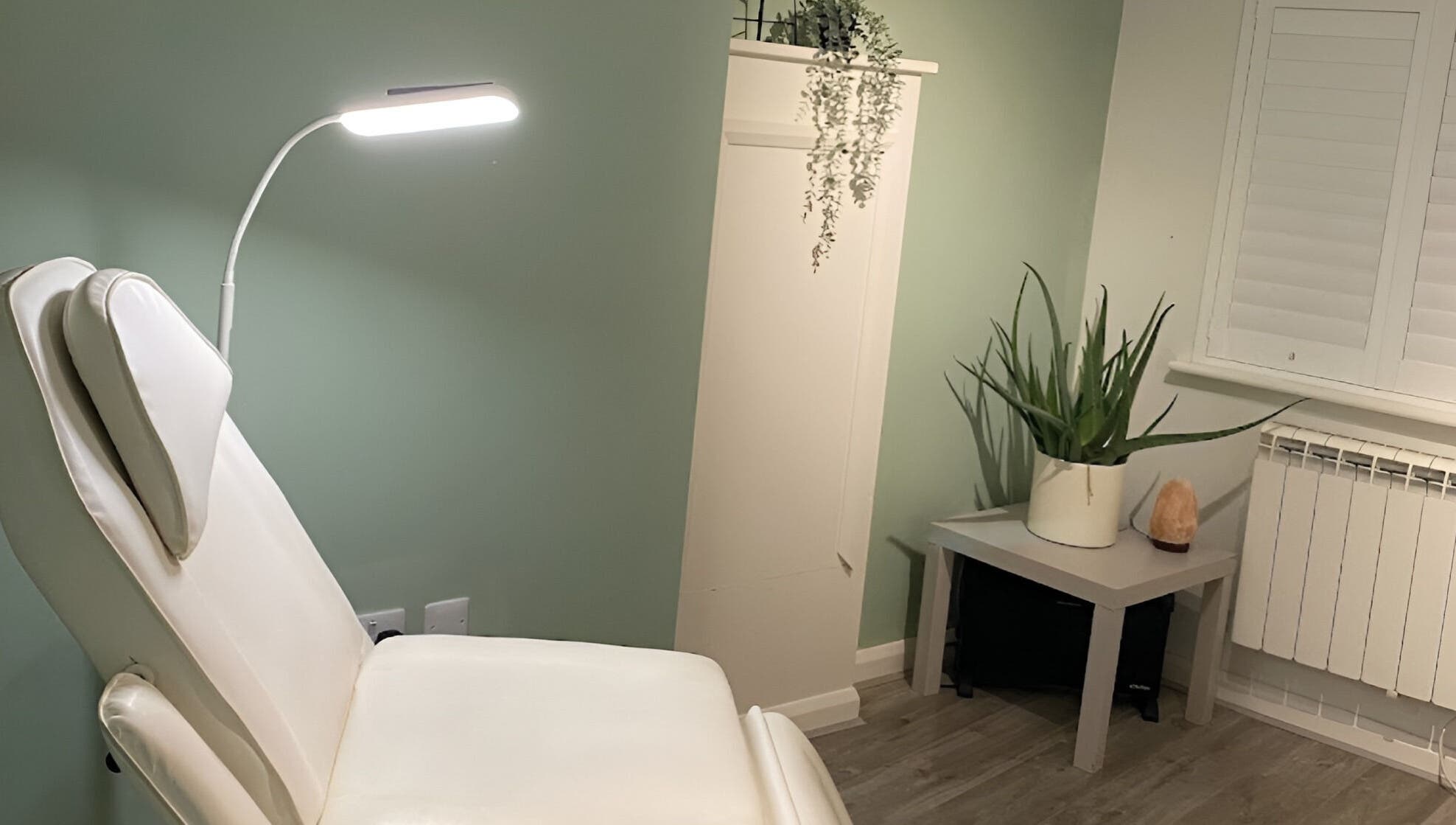Relaxing treatment room at Stephanie Cole SPMU and Advanced Skincare in Bingham, England, GB.