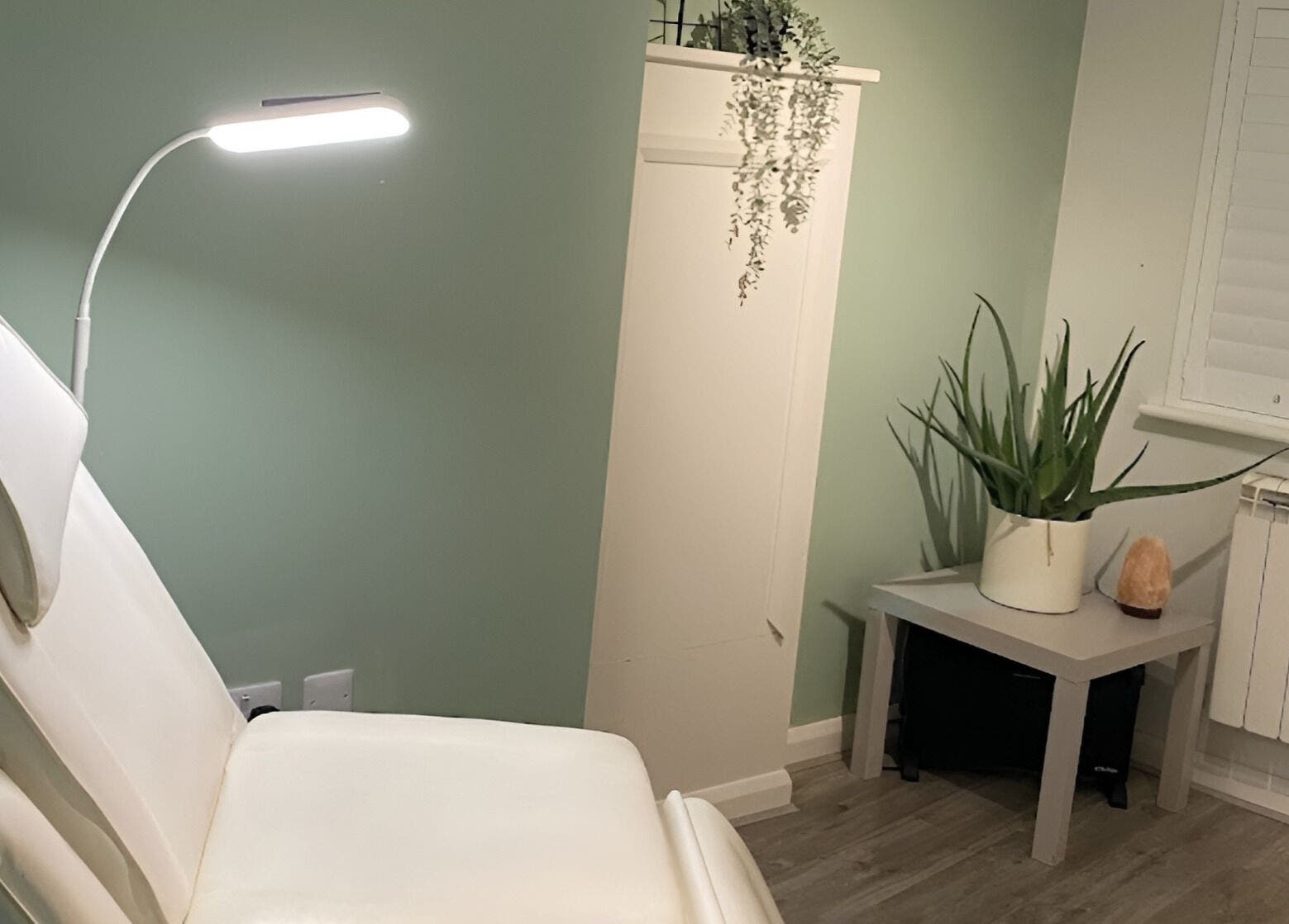 Relaxing treatment room at Stephanie Cole SPMU and Advanced Skincare in Bingham, England, GB.
