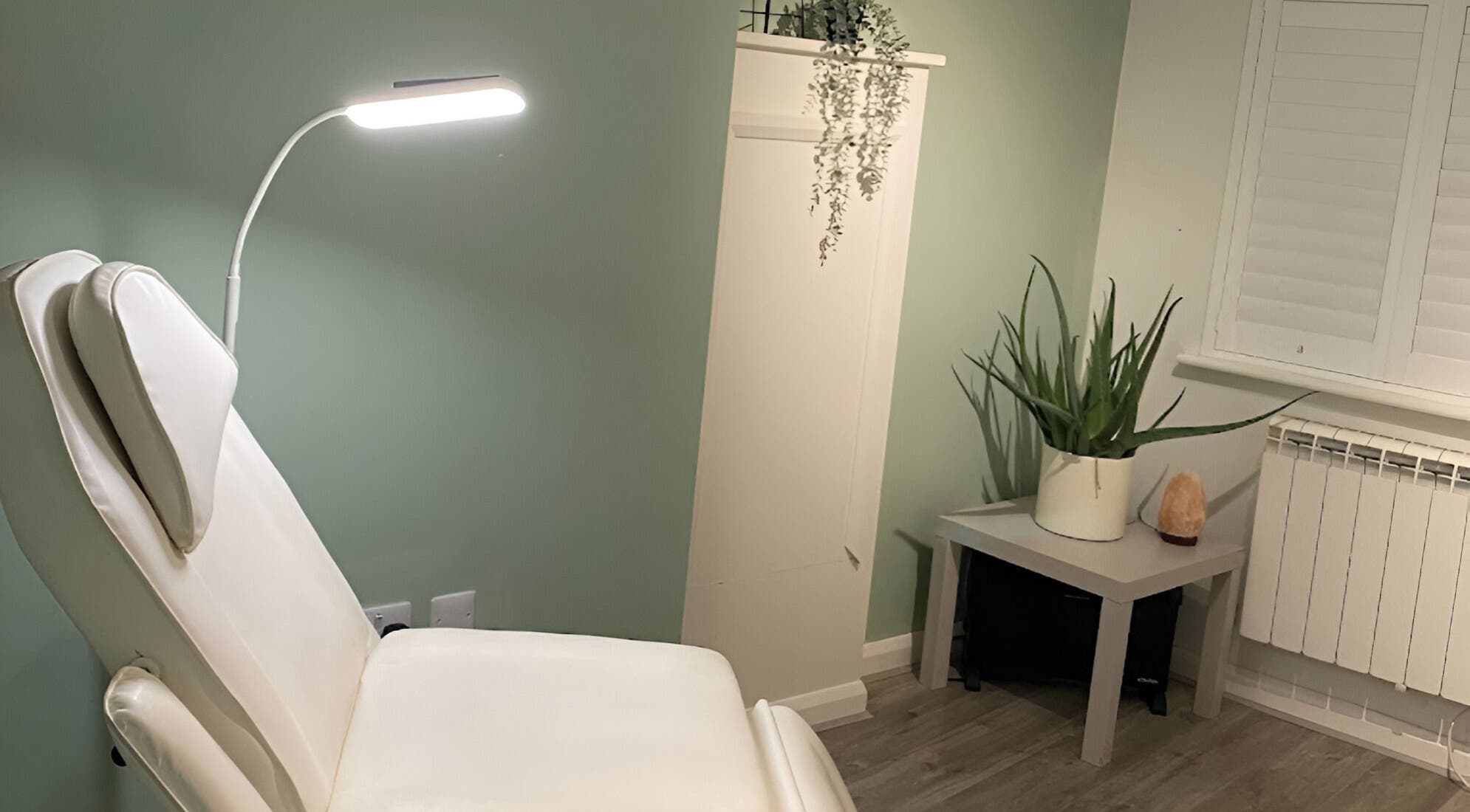 Relaxing treatment room at Stephanie Cole SPMU and Advanced Skincare in Bingham, England, GB.