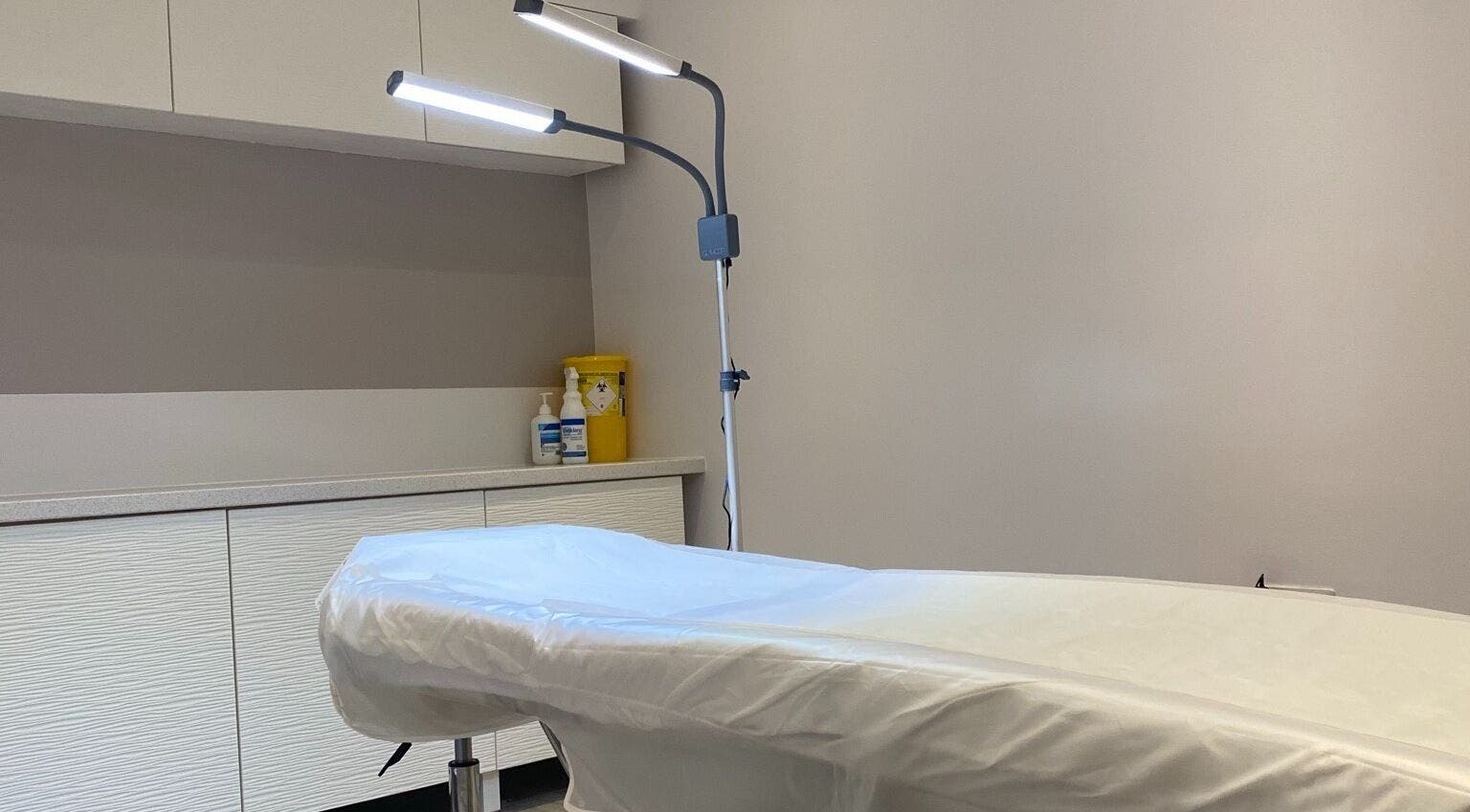 Serene treatment room at Stephanie Cole SPMU and Advanced Skincare in Bingham, England, GB.