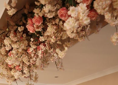 Lux - Clarkston's ceiling adorned with pink and white florals, Glasgow, Scotland, GB.