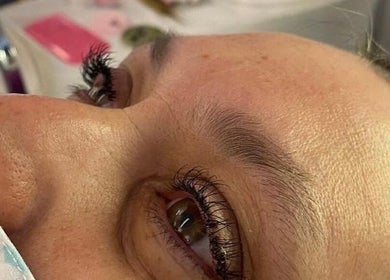 Close-up of eyelash extensions at The Beauty Space in Hildenborough, England, GB.