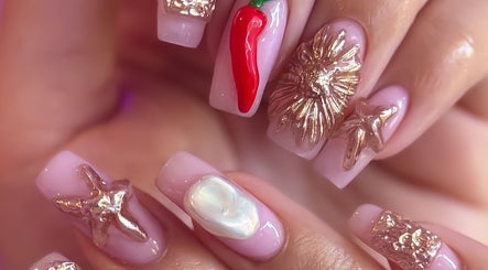 Intricate nail art with gold accents at Savage Nails, Auckland, Auckland, NZ.