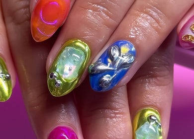 Colorful nail designs at Savage Nails, Auckland, Auckland, NZ showcase intricate artistry.